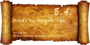 Boháts Atanázia névjegykártya